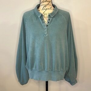 Peach Love California CA oversized weathered sweatshirt raglan balloon sleeves L